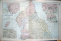 Original Old Antique Print Bacon Map 1894 England Wales Manchester Newcastle