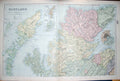Old Antique Print Bacon Map 1894 Scotland Plan Aberdeen Orkney Shetland 19th