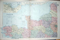Original Old Antique Print Bacon Map 1894 France Plan Cherbourg Guernsey Jersey