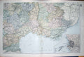 Original Old Antique Print Bacon Map 1894 France Marseilles Toulon Montpelier