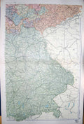 Original Old Antique Print Bacon Map 1894 Germany Munich Nuremberg Coburg 19th