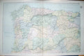Original Old Antique Print Bacon Map 1894 Spain Portugal Valladolid Bay Biscay