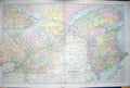 Original Old Antique Print Bacon Map 1894 Quebec New Brunswick Canada Charlotte