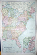 Old Antique Print Bacon Map 1894 United States America Brooklyn New York 19th