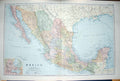 Original Old Antique Print Bacon Map 1894 Mexico America California Campeche