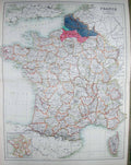 Original Old Antique Print Black'S Map 1890 France Corsica Paris Bay Biscay