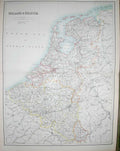 Original Old Antique Print Black'S Map 1890 Holland Belgium Antwerp Amsterdam