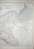 Original Old Antique Print Black'S Map 1890 German Empire Baltic Sea Breslau