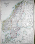 Old Antique Print Black'S Map 1890 Sweden Norway Denmark Gottland Baltic 19th