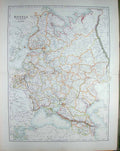 Old Antique Print Black'S Map 1890 Russia Europe Black Sea Caspian Baltic 19th