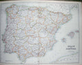 Old Antique Print Black'S Map 1890 Spain Portugal Gibraltar Majorca Ibiza 19th