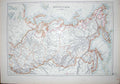 Original Old Antique Print Black'S Map 1890 Russia Asia Sea Okhotsk Sea Japan