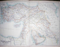 Original Old Antique Print Black'S Map 1890 Turkey Arabia Cyprus Syria Baghdad