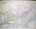 Original Old Antique Print Bartholomew Black'S Map 1890 Ontario Quebec Canada 0