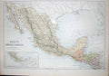 Original Old Antique Print Black'S Map 1890 Mexico America California Caribbean