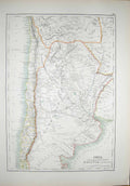 Original Old Antique Print Black'S Map 1890 Chili Argentine Republic Bolivia