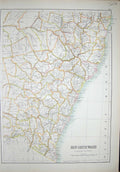 Original Old Antique Print Black'S Map 1890 New South Wales Australia Sydney 0