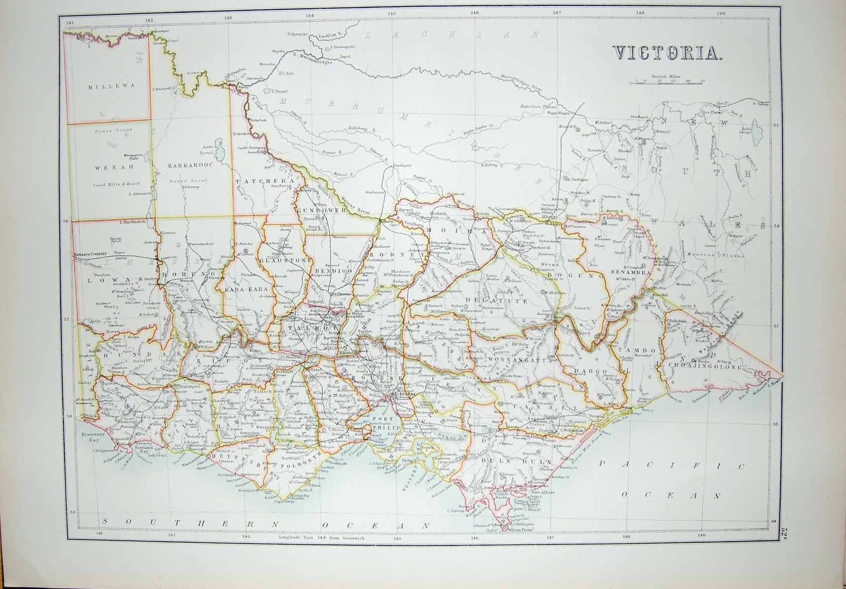 Original Old Antique Print Black'S Map 1890 Victoria Australia Pacific Ocean 0