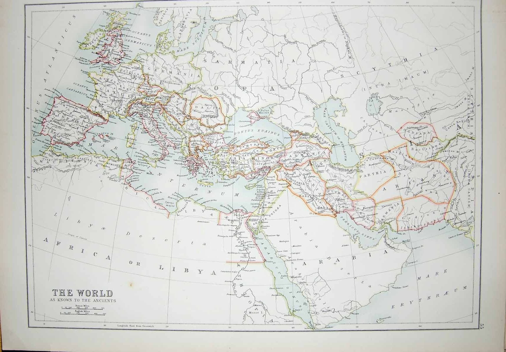 Original Old Antique Print Black'S Map 1890 Europe Britain France Spain Greece