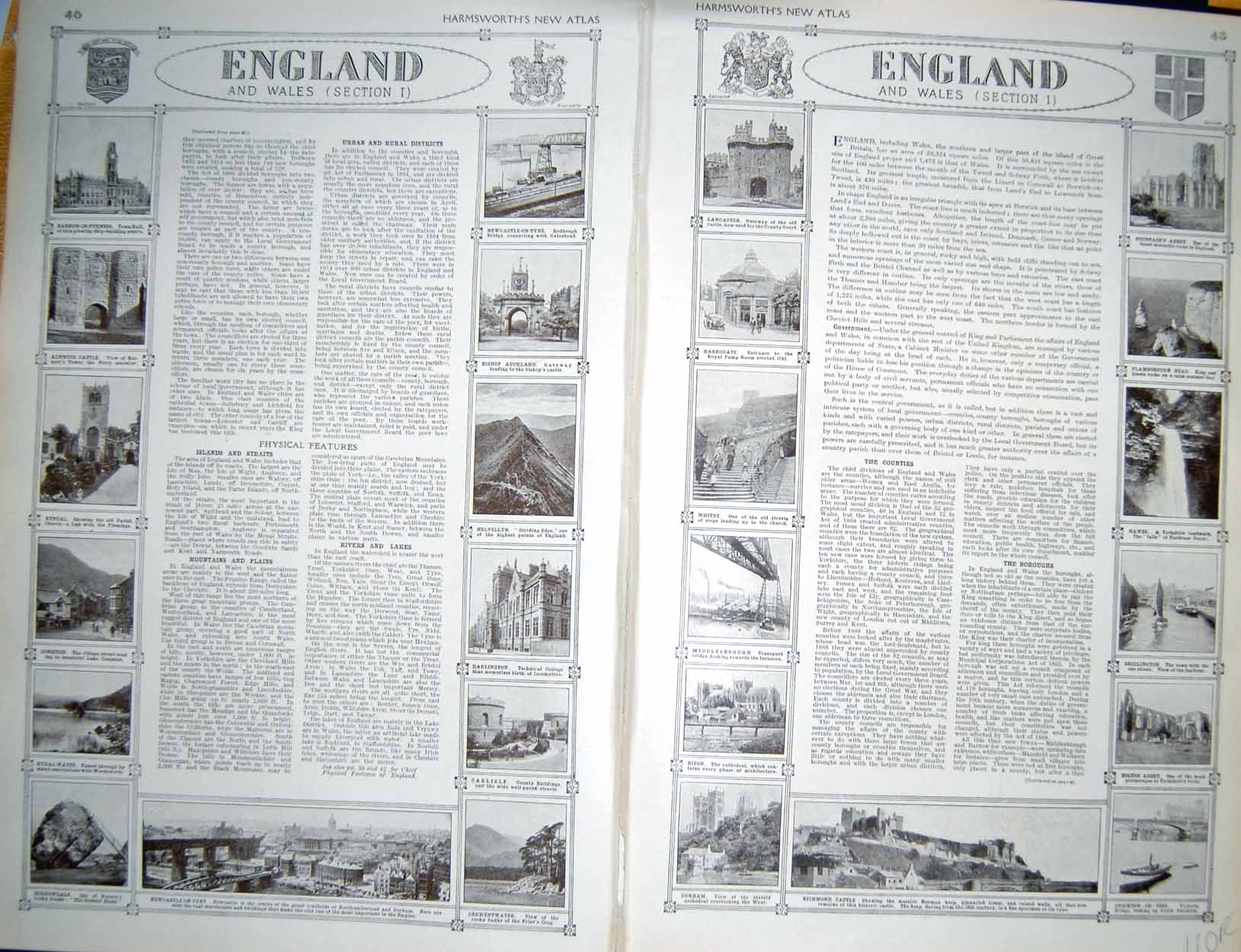 Old Vintage Print Map 1922 England Wales Manchester Newcastle Isle Man 20th