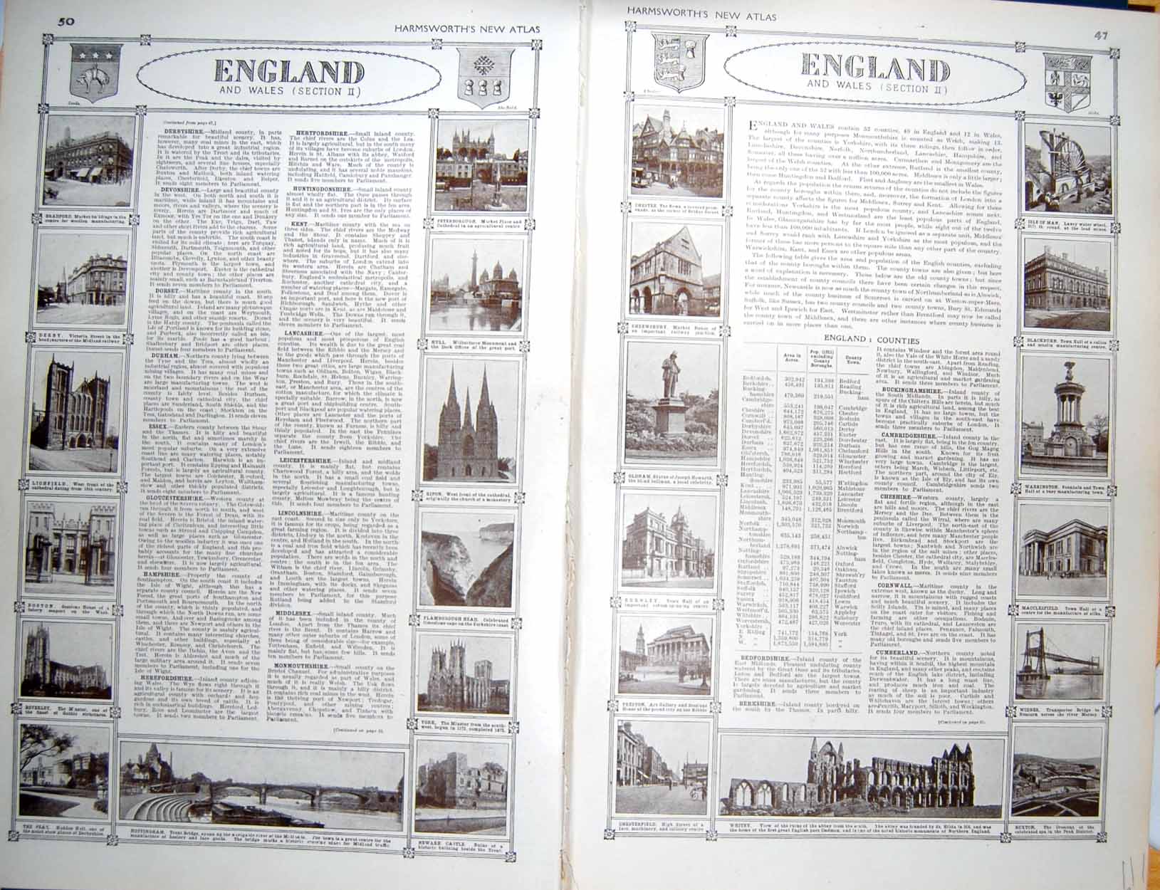 Original Old Vintage Print Map 1922 England Wales Manchester Ship Canal Buxton