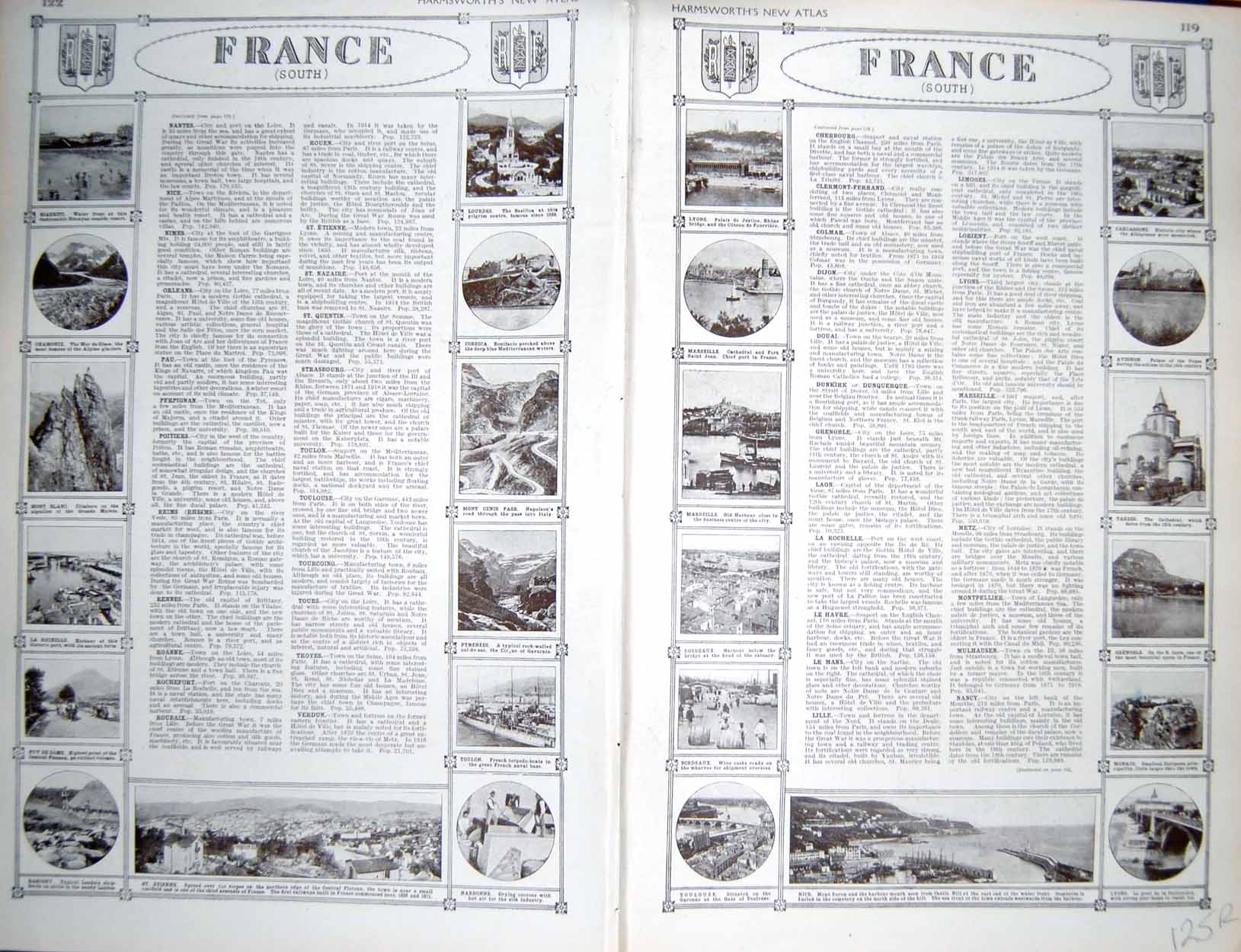 Old Vintage Print Map 1922 France Nice Monaco Riviera Corsica Grenoble 20th