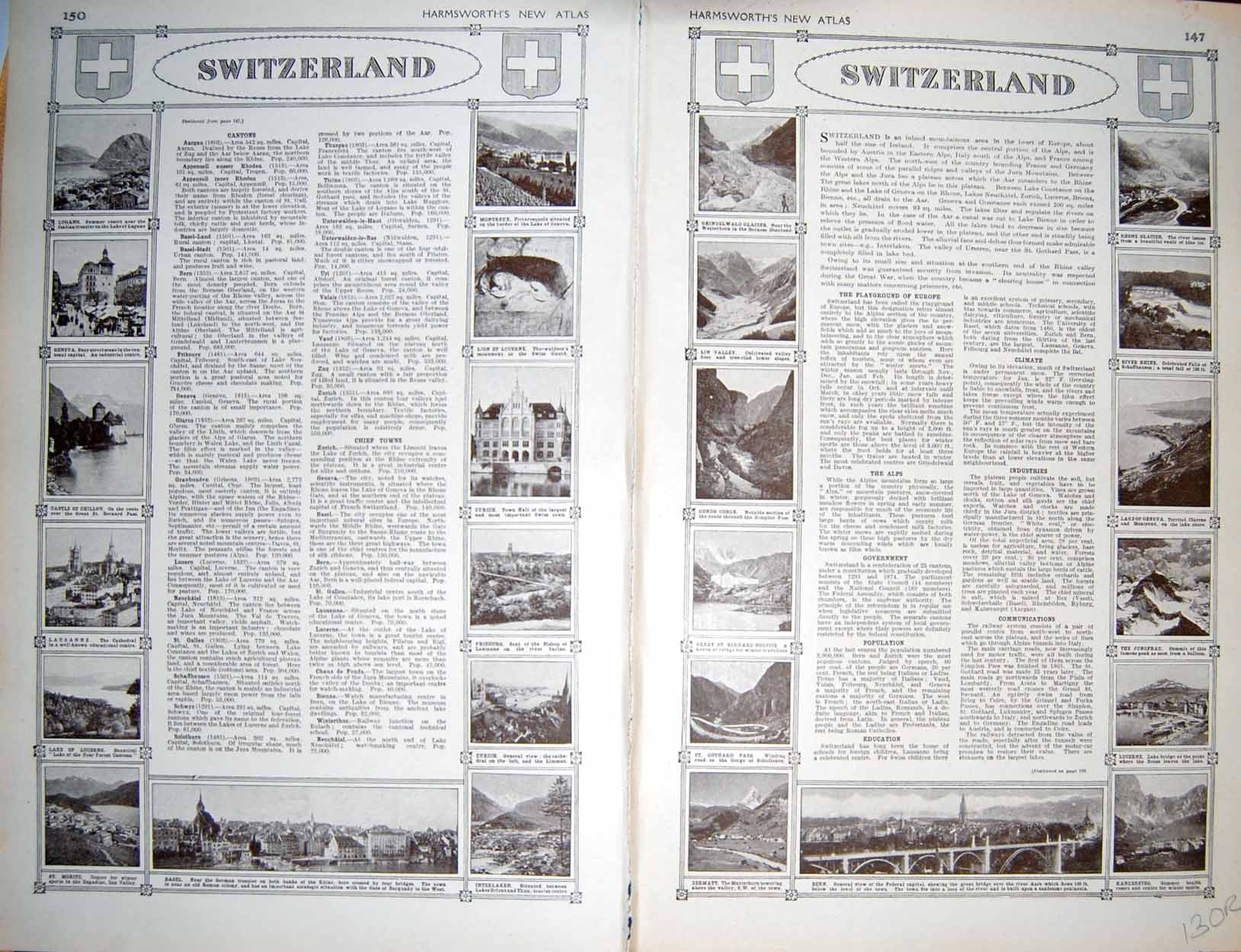 Original Old Vintage Print Map 1922 Switzerland Plan Basel Geneva Berne Gondo