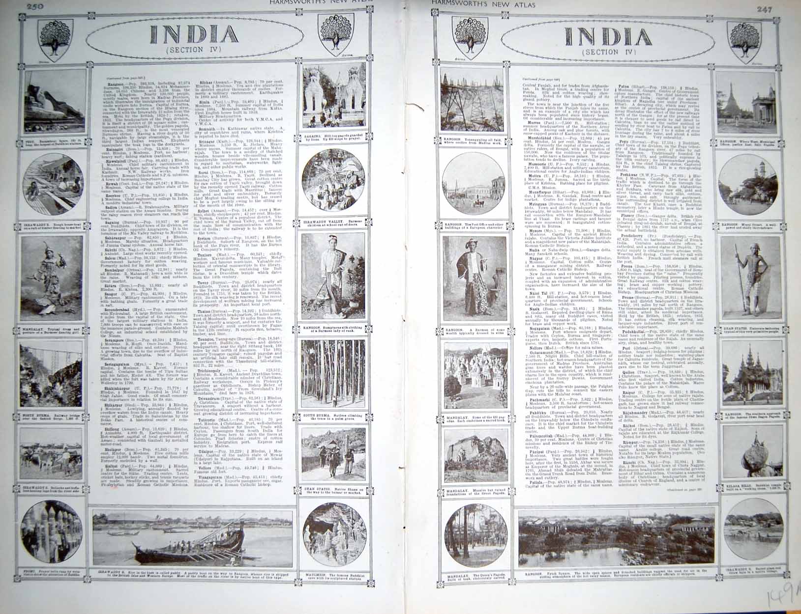 Original Old Vintage Print Map 1922 India Plan Rangoon Andaman Nicobar Rangoon
