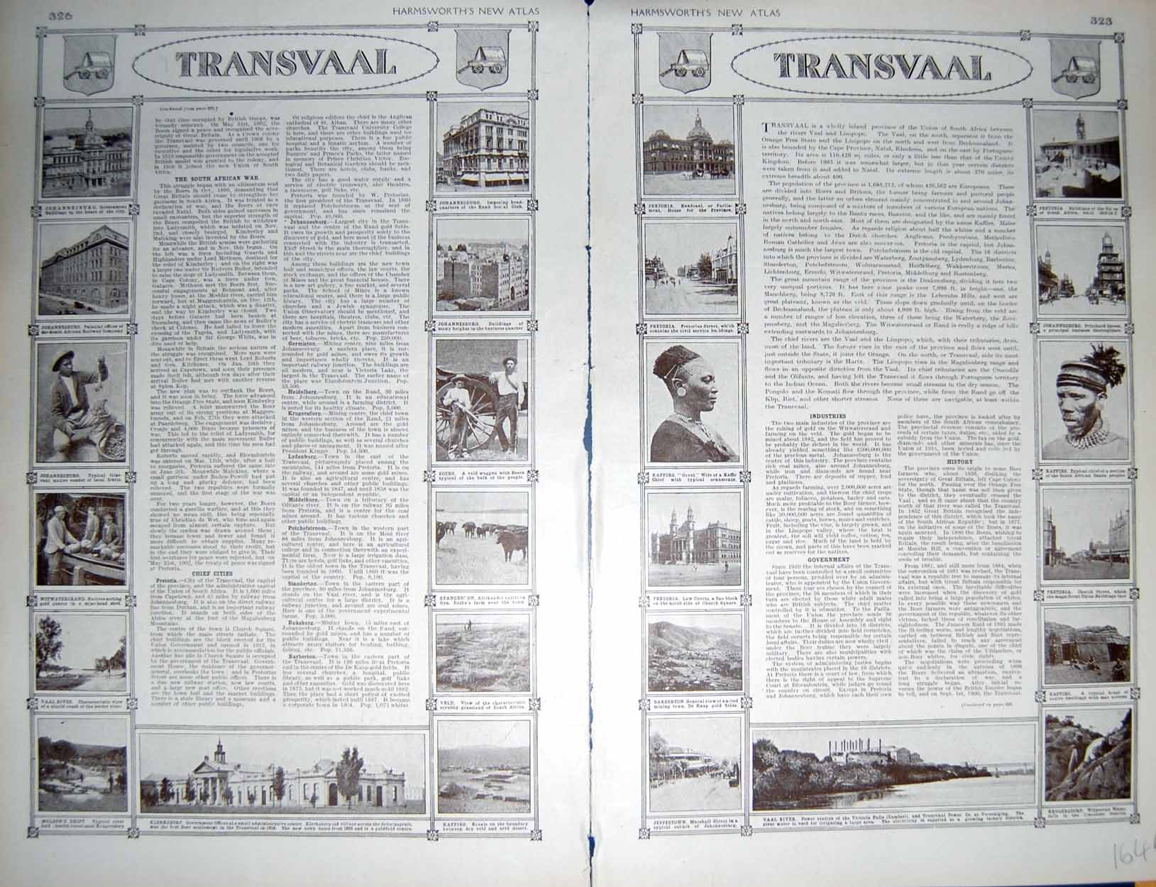 Old Vintage Print Map 1922 Transvaal Africa Pretoria Johannesburg Vaal 20th