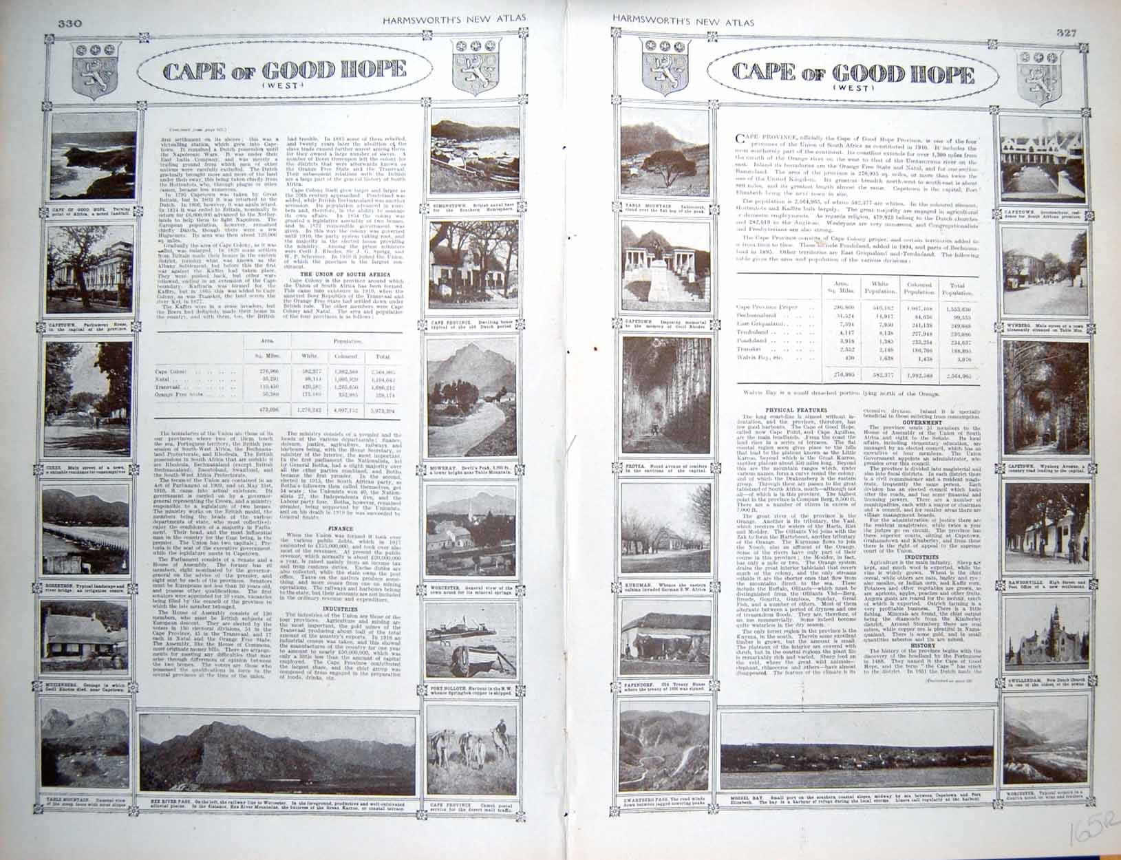 Antique Old Print Map 1922 Cape Good Hope Africa Peninsula Mossel Kuruman 20th