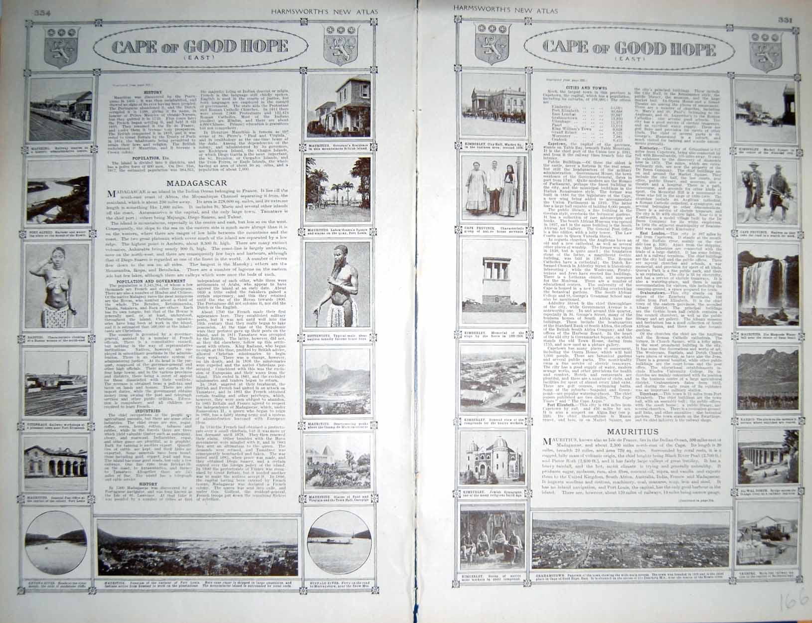 Original Old Vintage Print Map 1922 Cape Good Hope Africa Mauritius Transvaal