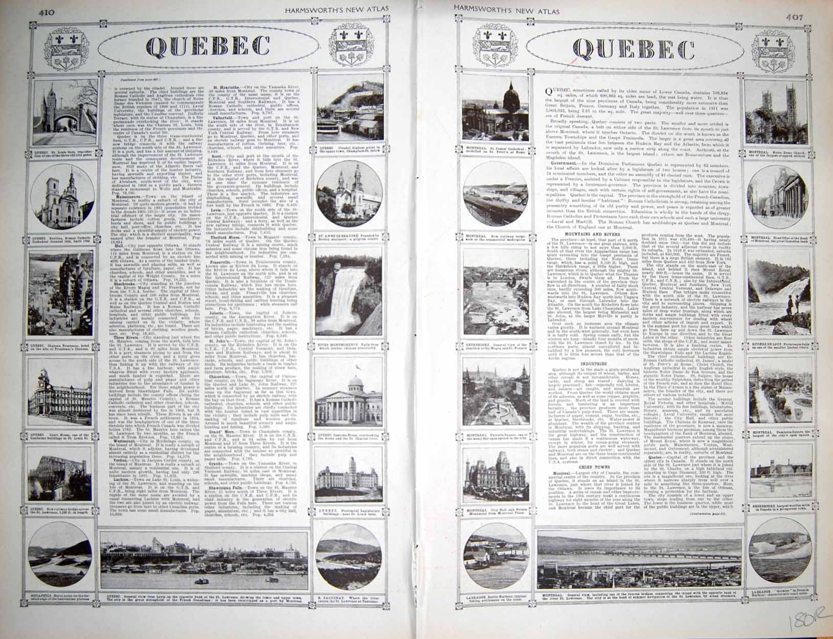 Original Old Vintage Print Map 1922 Quebec Canada Montreal Labrador Du Loup