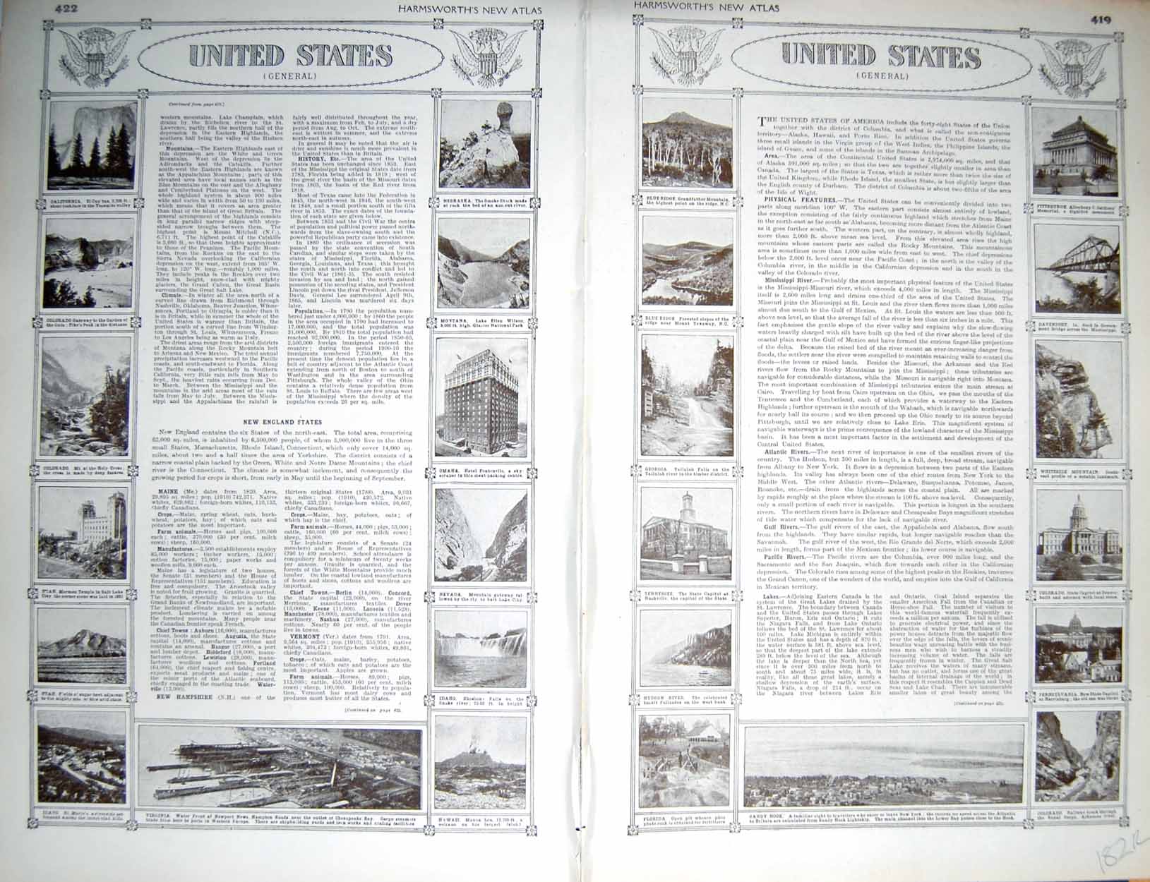 Original Old Vintage Print Map 1922 America Hawaiian Islands Physical Features