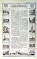 Original Old Vintage Print Map 1922 Plan Leeds Newcastle Sheffield Birmingham