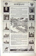 Antique Old Print Map 1922 Imperial Germany World Berlin Bismarck William 20th