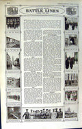 Old Vintage Print Map 1922 Battle Lines Europe Haig Cologne War Petain 20th