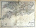 Original Old Antique Print Johnston Map 1888 England Wales Scilly Guernsey 19th