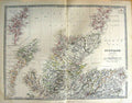 Original Old Antique Print Johnston Map 1888 Northern Scotland Orkney Victorian