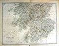 Original Old Antique Print Johnston Map 1888 Southern Scotland Arran Victorian