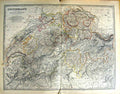 Original Old Antique Print Johnston Map 1888 Switzerland Savoy Piedmont 19th
