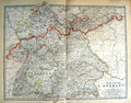 Original Old Antique Print Johnston Map 1888 Germany Wurtemberg Neuburg 19th
