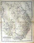 Original Old Antique Print Johnston Map 1888 Australia Victoria Queensland 19th