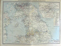 Original Old Antique Print Harmsworth Map 1906 Scotland England Railway Systems