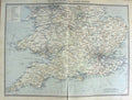 Original Old Antique Print Harmsworth Map 1906 England Railway Systems London