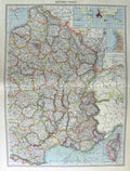 Original Old Antique Print Harmsworth Map 1906 France Maseilles Corsica Paris