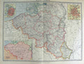 Original Old Antique Print Map 1906 Belgium Luxemburg Brussels Antwerp 20th
