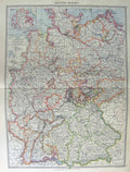 Original Old Antique Print Harmsworth Map 1906 Germany Hanover Berlin Waldeck