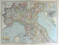 Original Old Antique Print Harmsworth Map 1906 Italy Genoa Venice Elba Adriatic