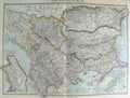 Original Old Antique Print Map 1906 Turkey Europe Balkans Dardanelles 20th