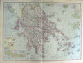Original Old Antique Print Harmsworth Map 1906 Greece Crete Archipelago Corinth